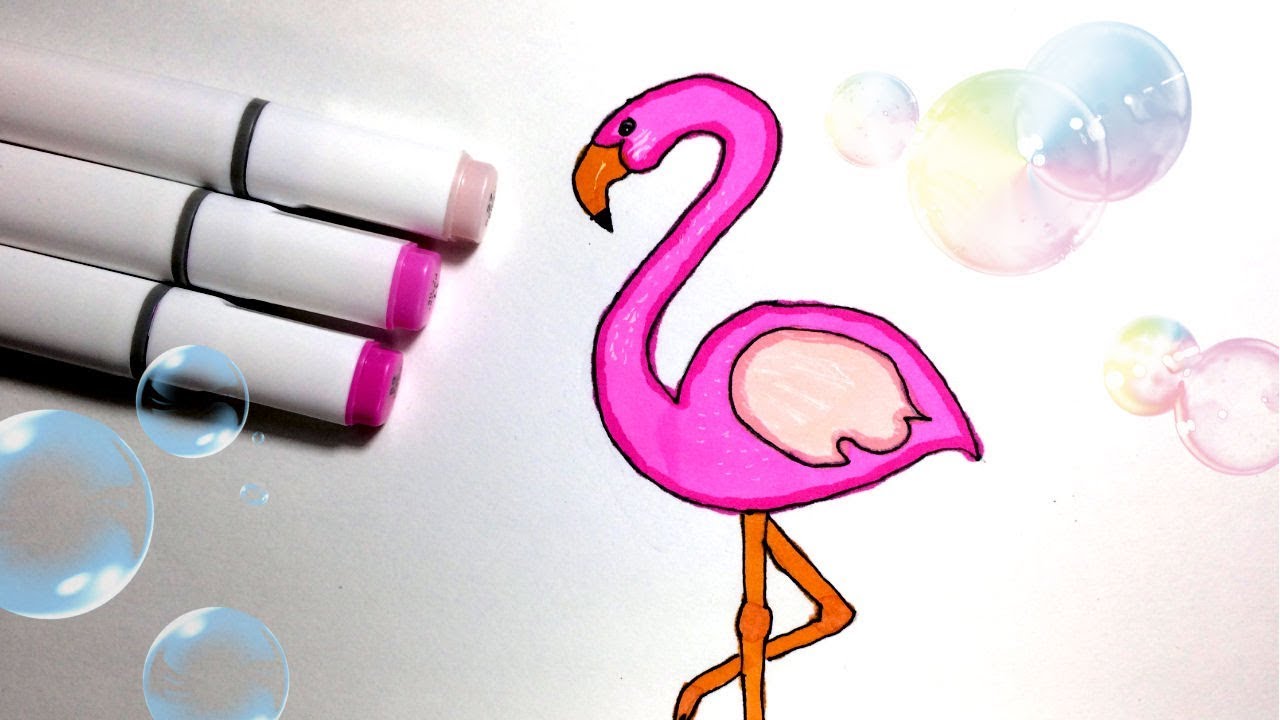 Як намалювати фламінго - малюємо розового флаінго олівцем