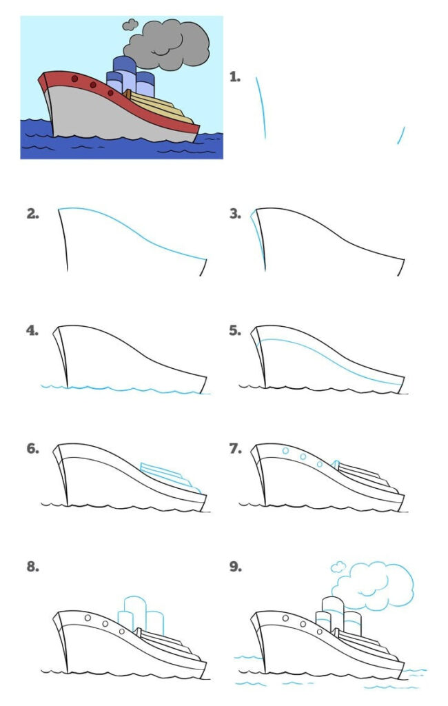 Як намалювати корабель - вчимося малювати корабель в морі і космічний корабель