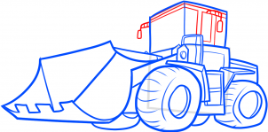 Як намалювати трактор - малюємо трактор поетапно з причепом і ковшом