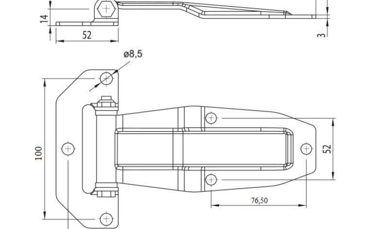 Петля для вантажівки 180×52×72.3 мм (нержавіюча сталь) — довговічність і стійкість до навантажень